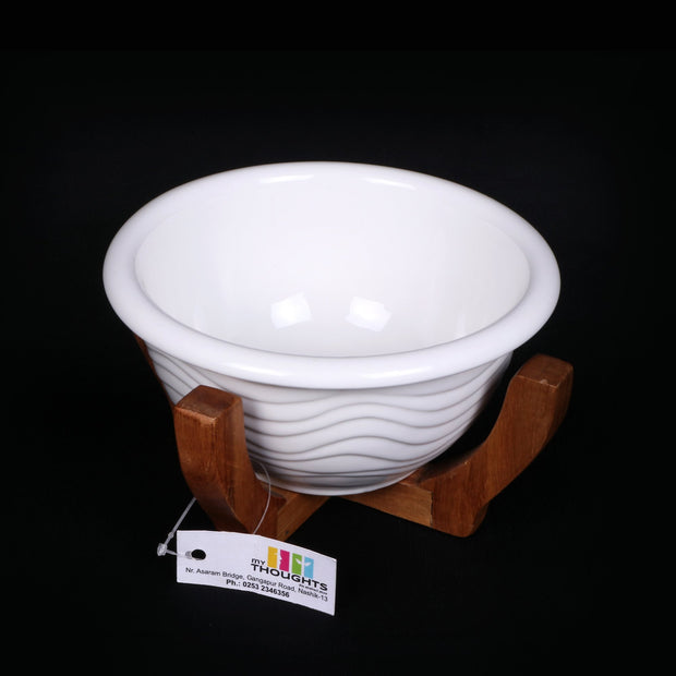 Ceramic Bowl with Wooden Stand 1