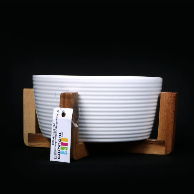 Ceramic Bowl with Wooden Stand 2