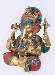 Brass with Precious Stone Ganpati Statue