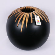 Rattan Weaved Black Pot