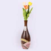 Dark Wood Handpainted Vase
