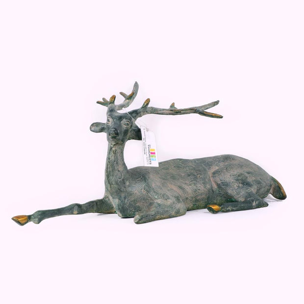 Seated Brass Deer